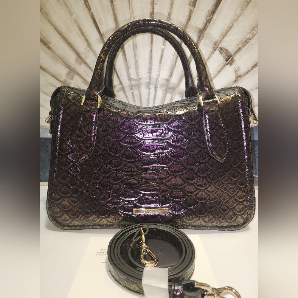 Brahmin Micaela Satchel In Purple Excelsior NWT
